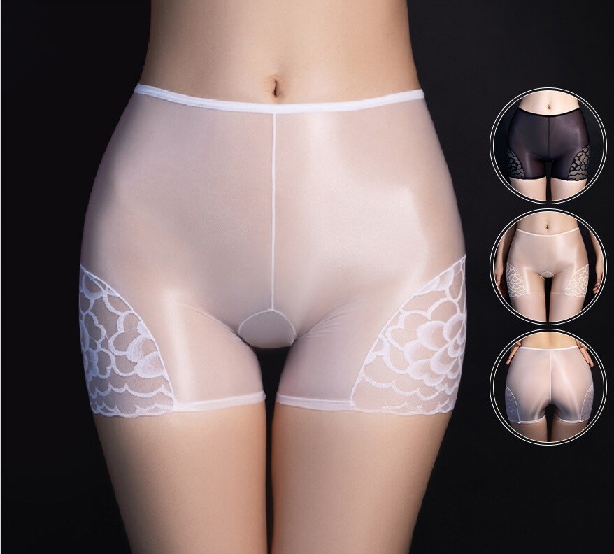Women‘s Sexy Lace Satin Silk Panties Underwear Breathable Boy Shorts Boxer Plus