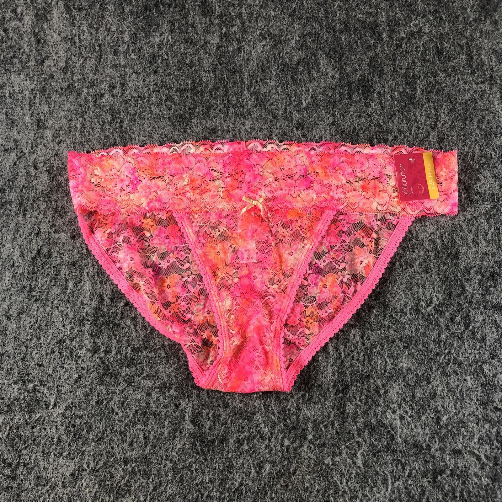 Xhilaration Bikini Panties Juniors M Pink Lace Floral Sheer Stretch Underwear