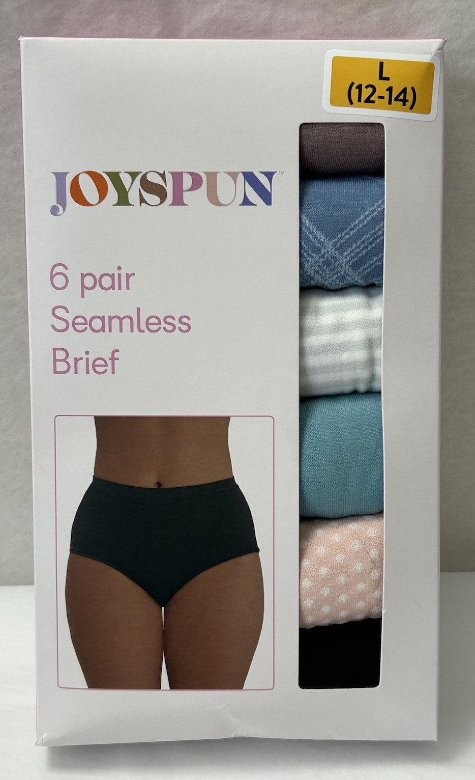 New JOYSPUN Womens 6 pair Seamless Brief Underwear Panties Size LARGE (12-14)