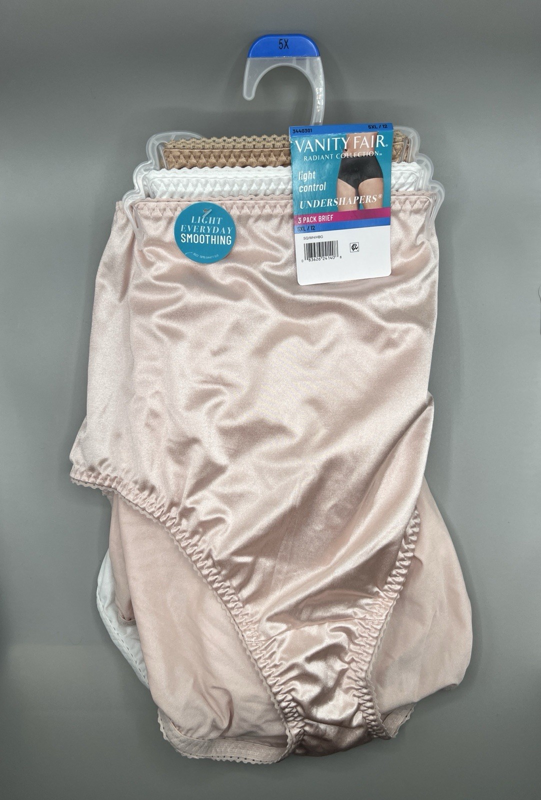 3-Pack VANITY FAIR Radiant Women’s 5XL/12 Undershapers Satin Briefs High Waist