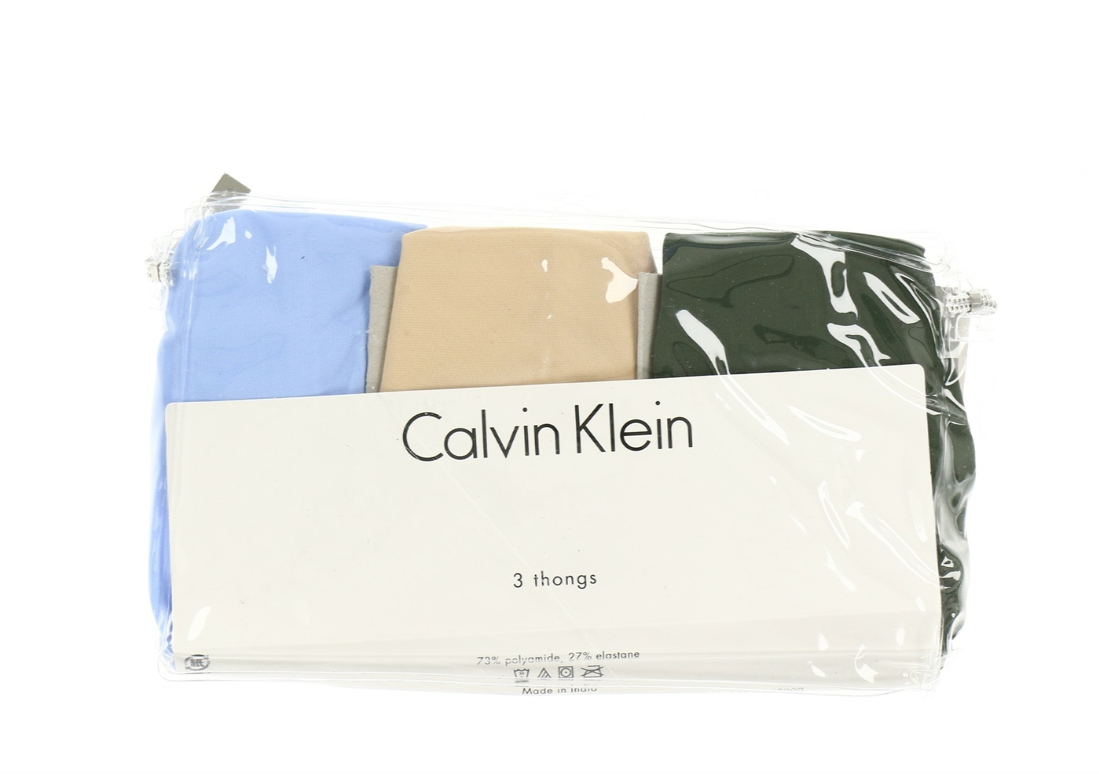 Calvin Klein 242109 Womens Underwear 3-Pack Thongs Solid Multi Size Large