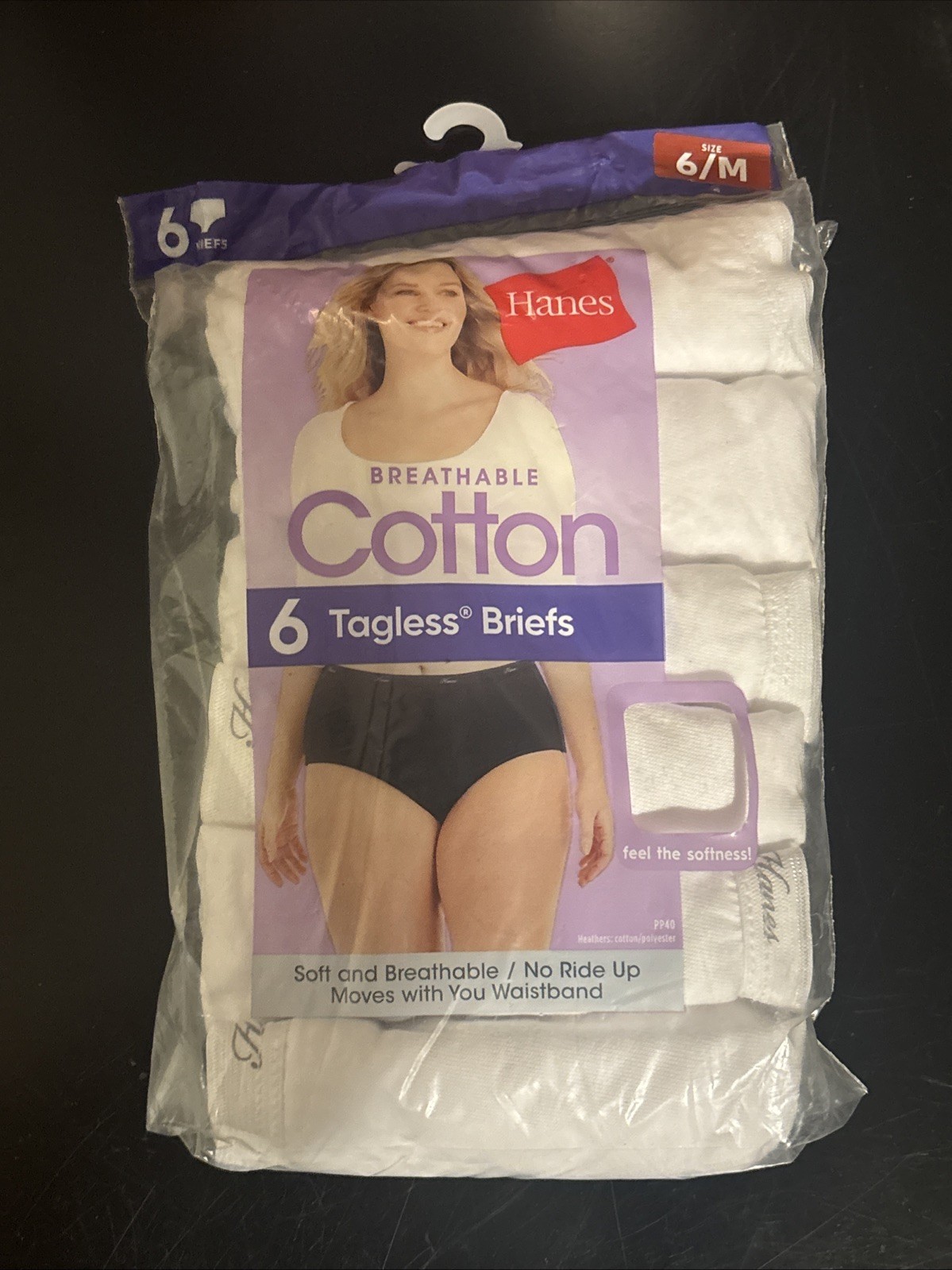 NEW Hanes Women’s Cotton NO RIDE UP BREATHABLE Tagless Briefs 6 Pack SIZE 6/M
