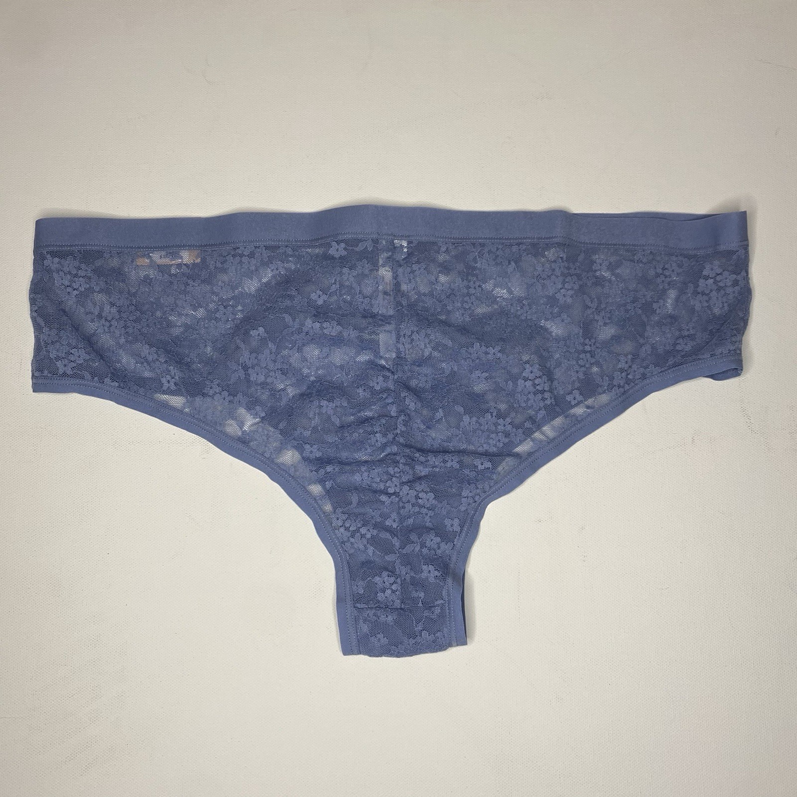 LaneBrant Light Blue Ruched-Back Sheer Lace Cheeky Panty Plus Size L 10/12 – B28