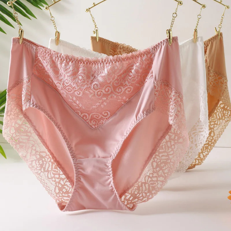High Waist Lace Panties Women’s Plus Size Soft Stretch Comfort Briefs Underwear