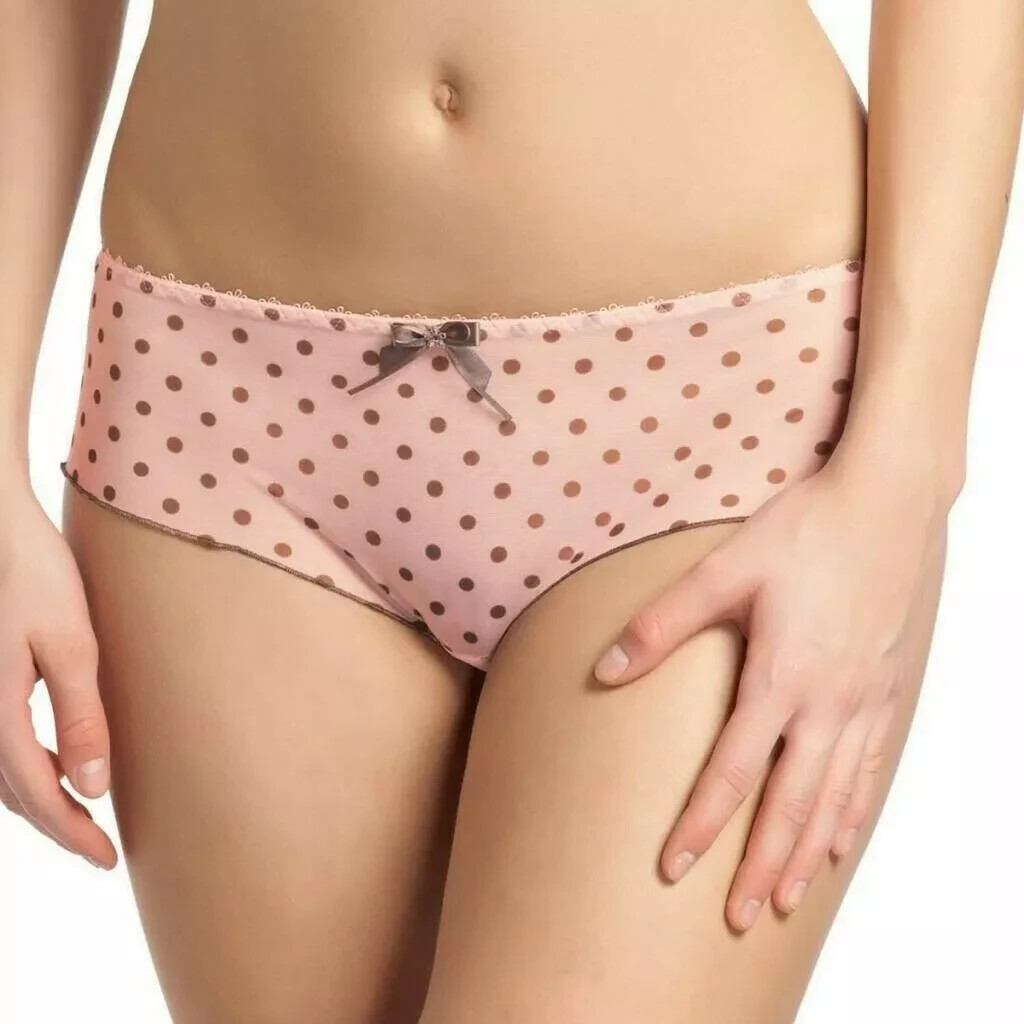 Freya Patsy Short Brief Pink Brown Spot XS 8 10 Semi Sheer Mesh Knickers 1226