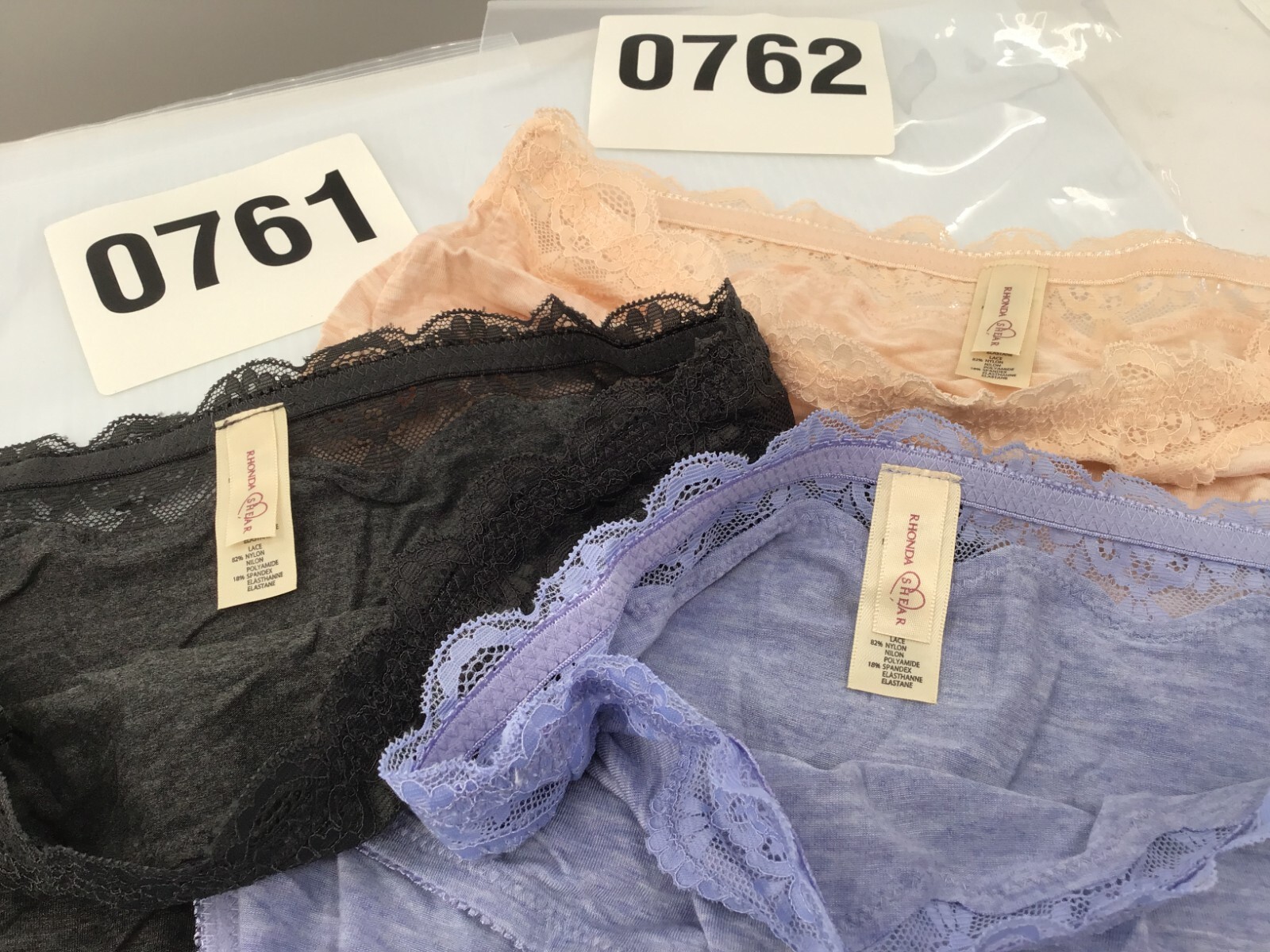 7 Pair -Rhonda Shear Style # 4227, 7 Pair, LARGE, Blue, Black, Peach & Charcoal