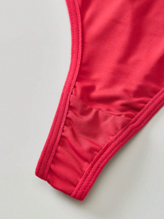 Sexy Cute Polyester Microfiber Lace Trim Thong Panties – Pack of 3