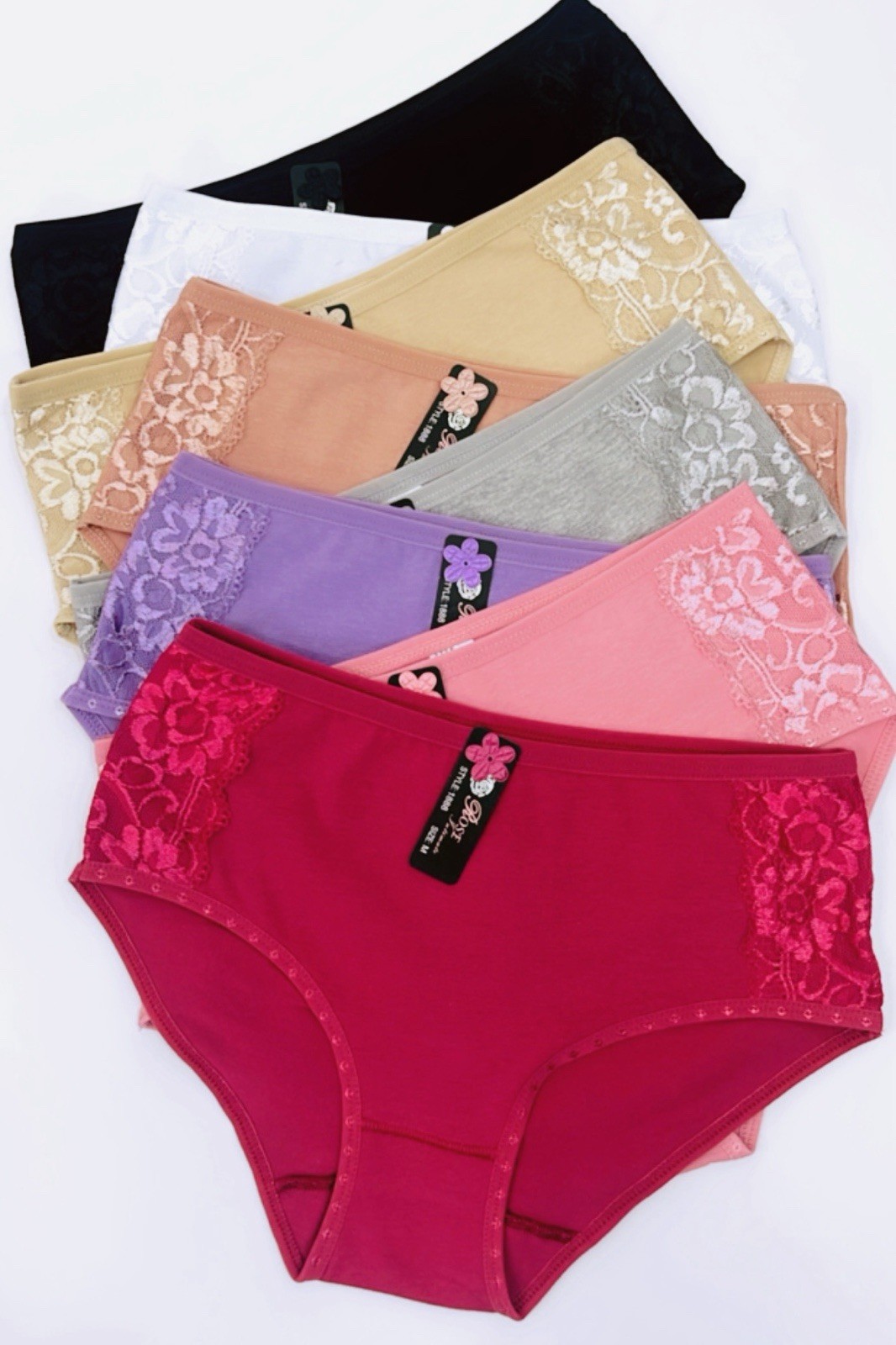 Lot 6 Sexy Women Bikini Panties Brief Floral Lace Cotton Underwear US