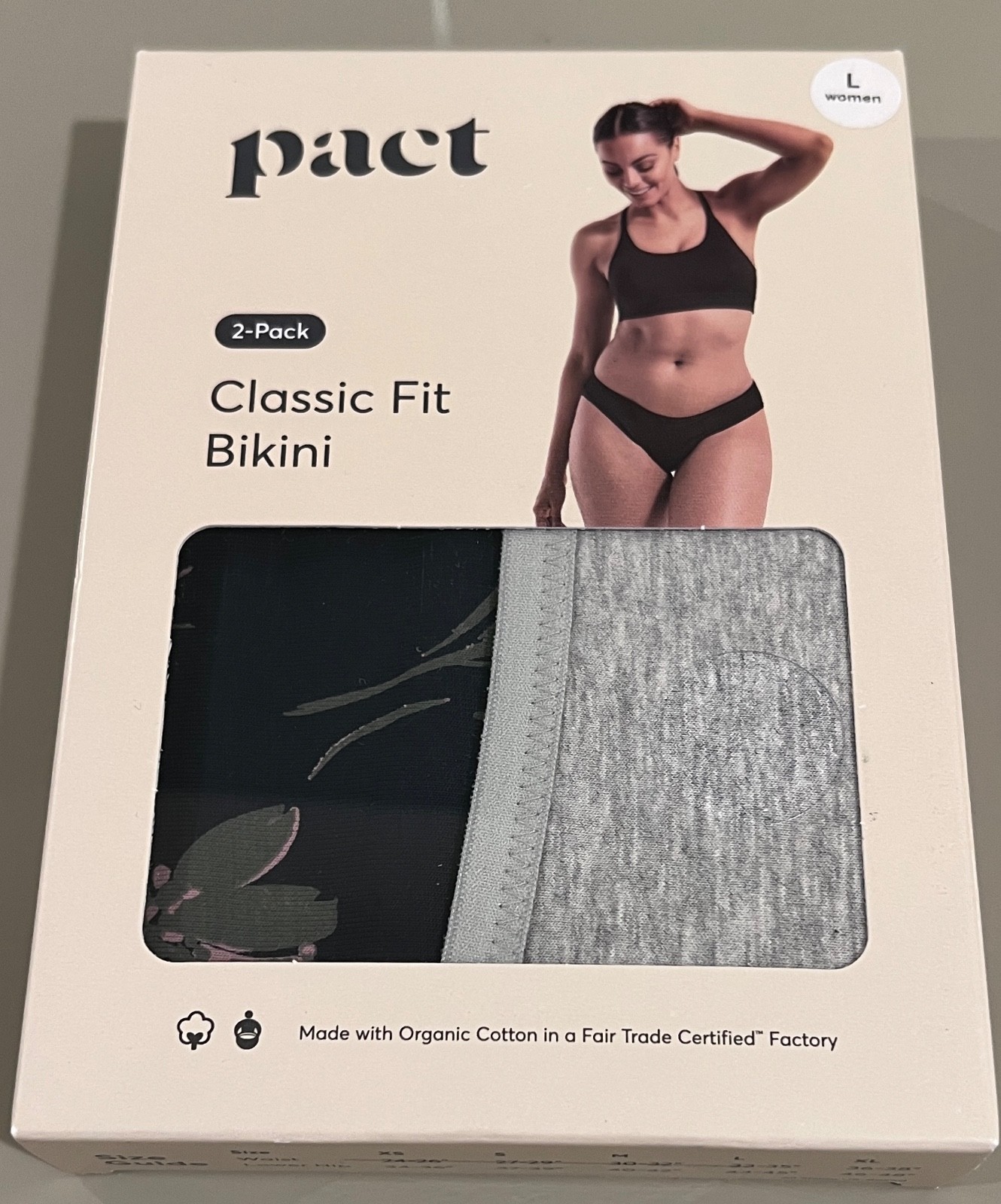 Pact L 2pc Classic Fit Bikini 95% Organic Cotton/ Women’s Heather Petals India