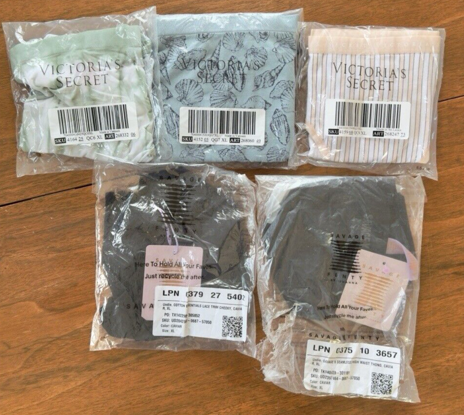 Lot of 5 PINK, Victoria’s Secret , Fenty Size XL Various Patterns Colors NWT