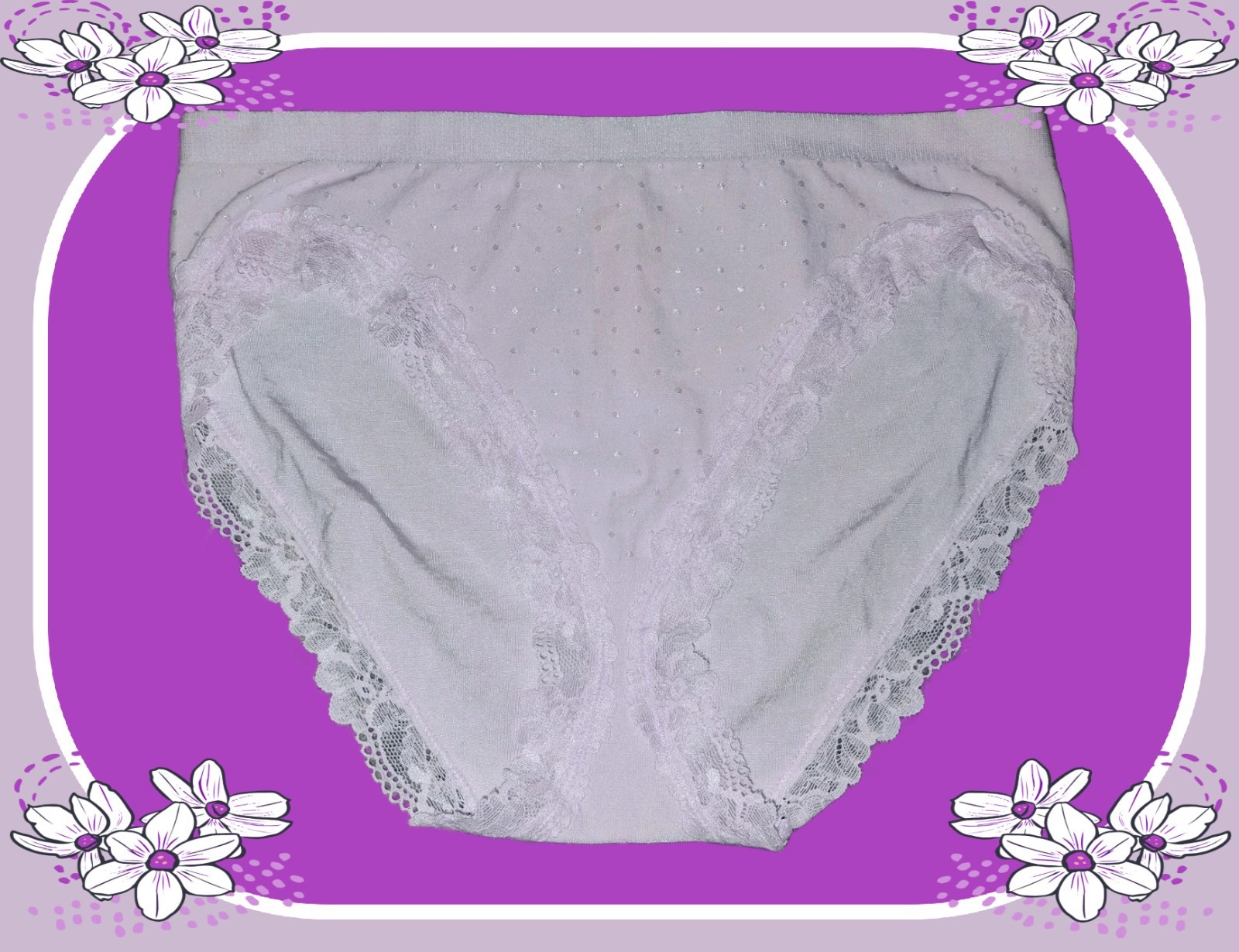 M Soft Voilet Lace SEAMLESS NOSHOW Victorias Secret High-Leg Waist Brief Pantie