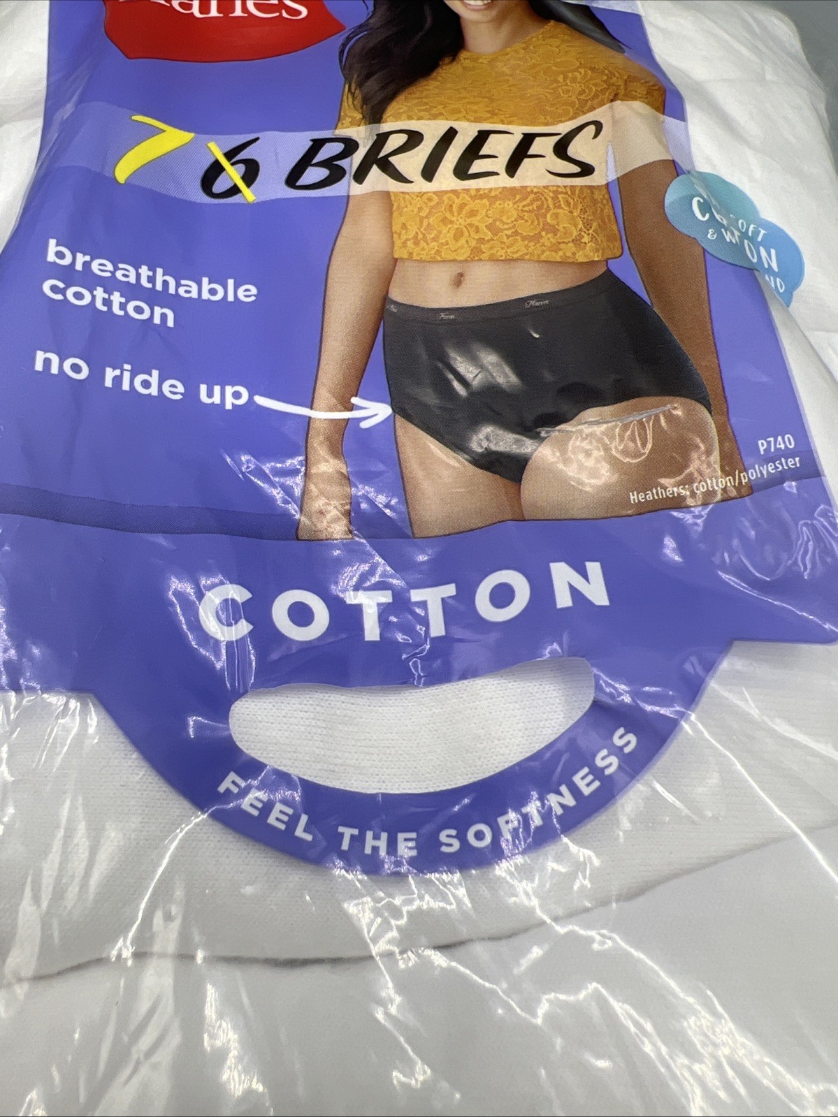 Hanes Women’s No Ride Up Cotton Brief 7-Pack White Size 9 Tagless Panties