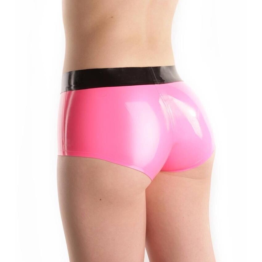 US Pink Latex Rubber Low-waisted Briefs Tight Panties Underwear Club Party BDSM