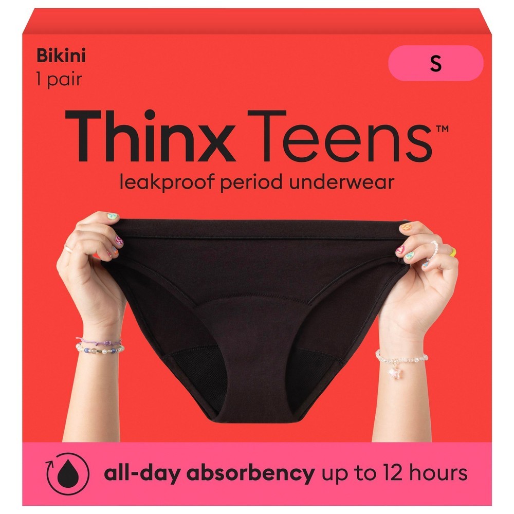 Thinx Teens Bikini Leakproof Women’s Period Underwear – Black – Small