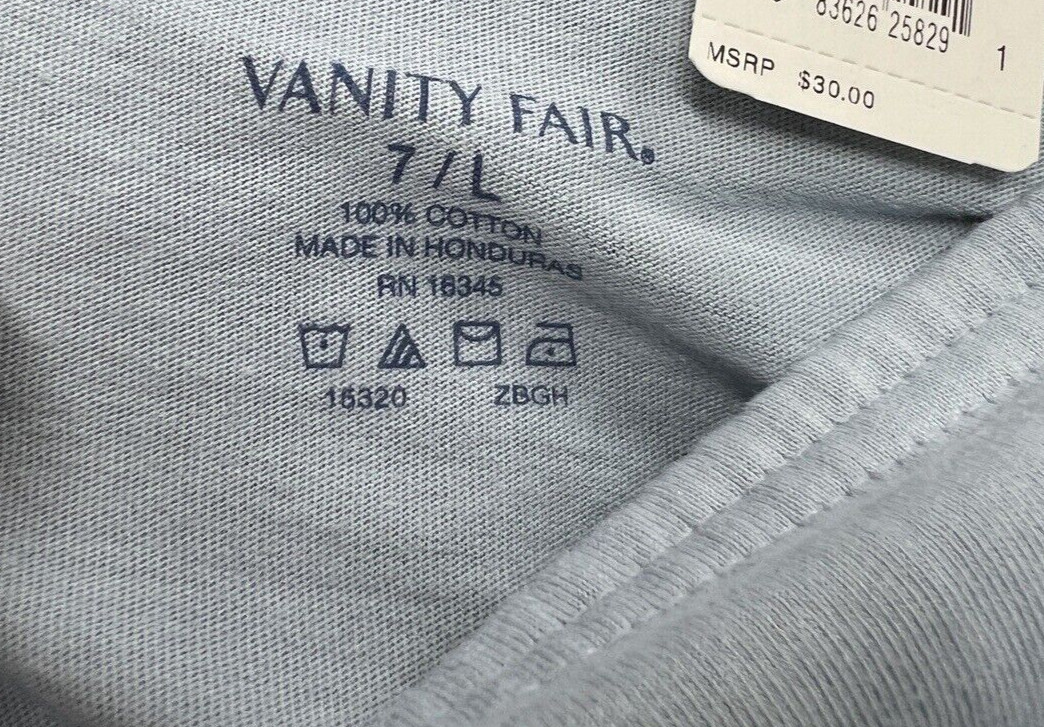 3 Pairs VANITY FAIR $30 Blue, Mauve, White 100% Cotton Brief Panties 15320 7 / L