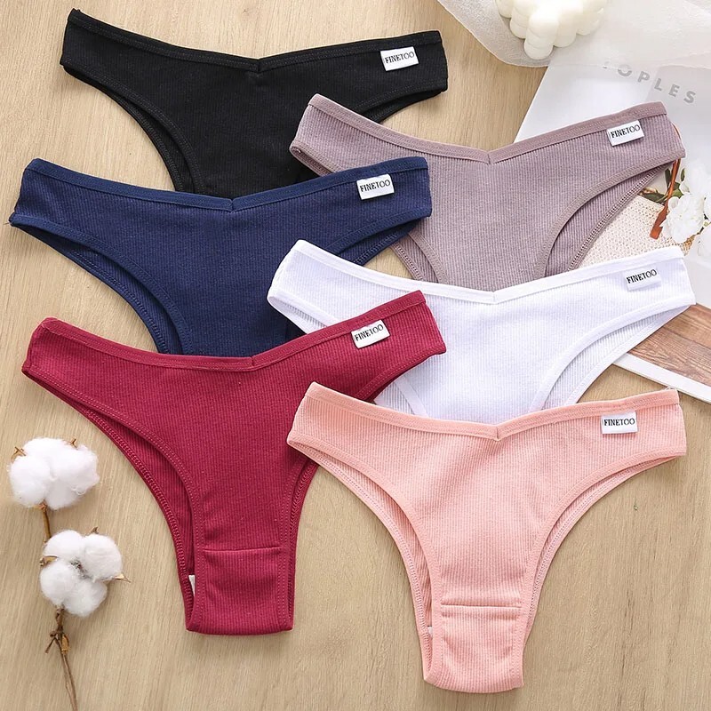 Paquete de 5 Bragas Breves de Algodón Ropa Interior Sexy para Mujer Tanga Bikini