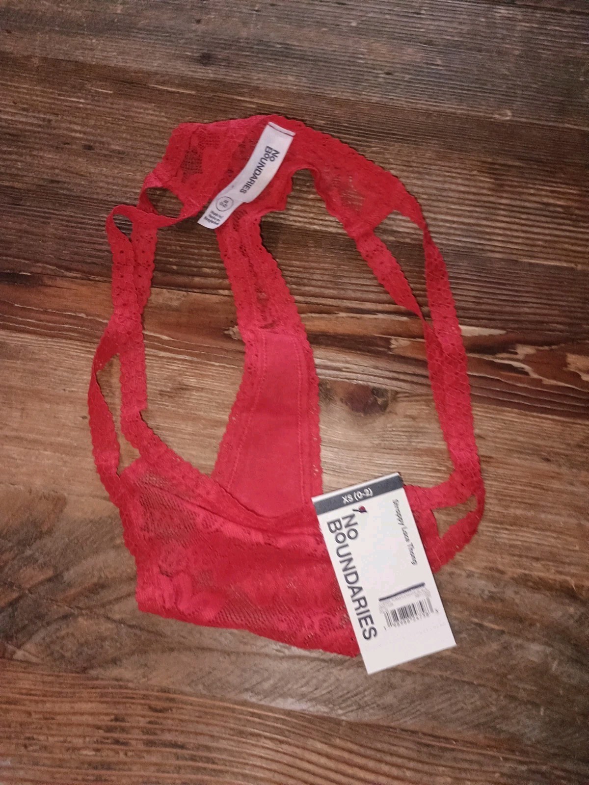 Women’s No Boundaries Cherry Tomato Strappy Lace Thong Panties Size XS (0-2)