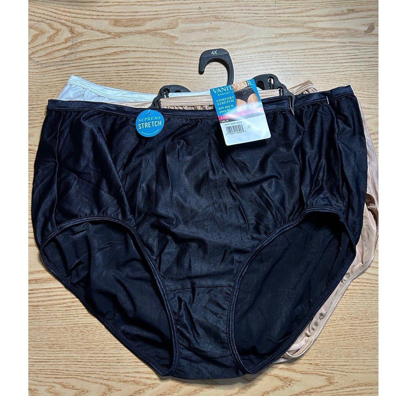 New Women’s Vanity Fair 3 Pack Brief panties White Beige Black size 4XL
