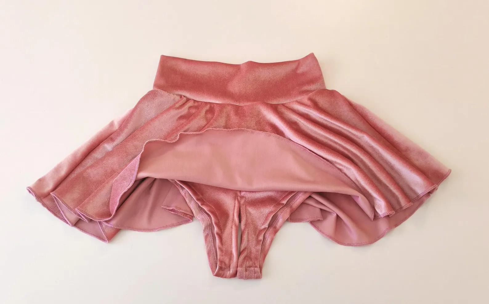 Mini Skrit with Attached Crotchless Panties. Skater Skrit with Crothcless shorts