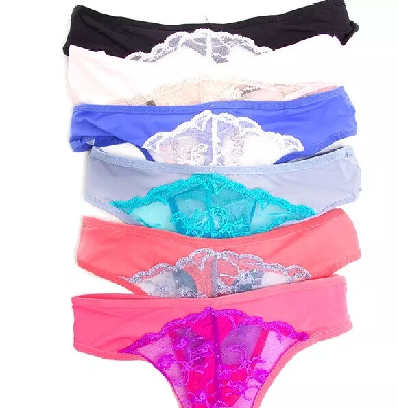 B6 JENNIFER Black Blue Gray Pink Salmon Lace front thong sissy bikini L XL