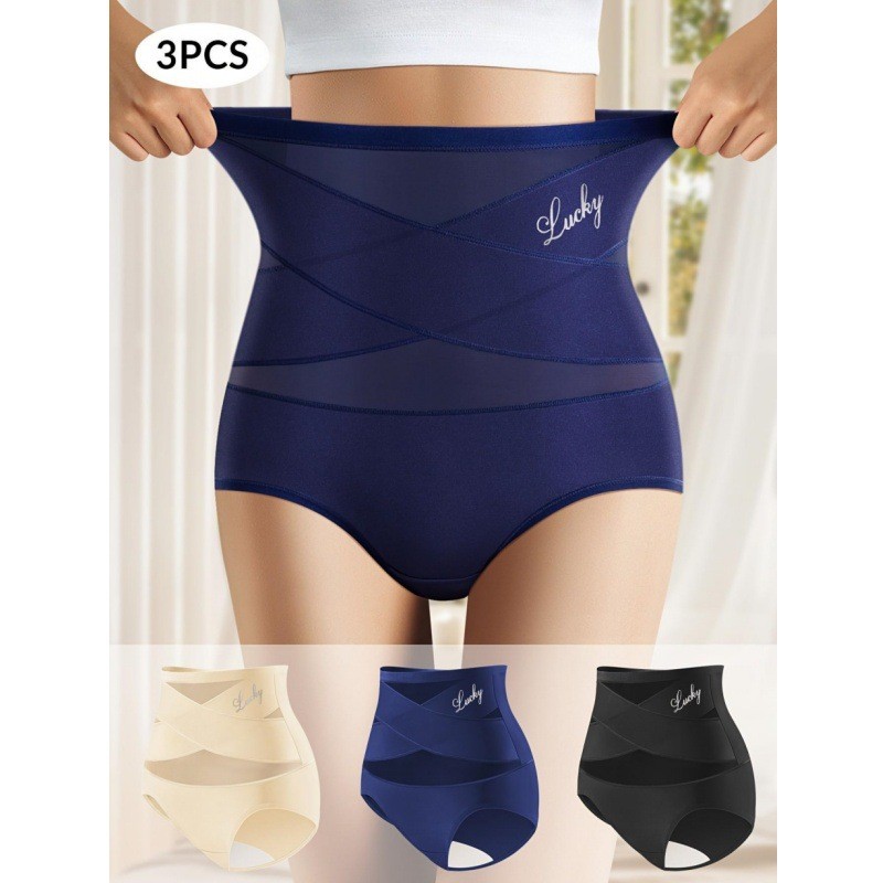 3-pack Shaper Women Underwear Panties Full Coverage Briefs Tight Cross Panties