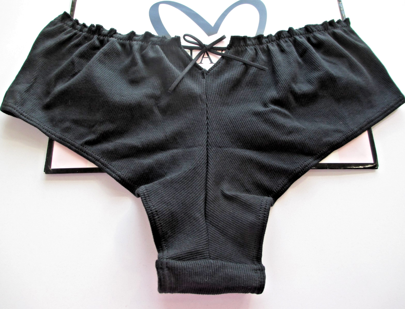 VICTORIA’S SECRET PINK Cotton Cheeky Panty S M L XL Black NWT Ruffle Tie Bow VS