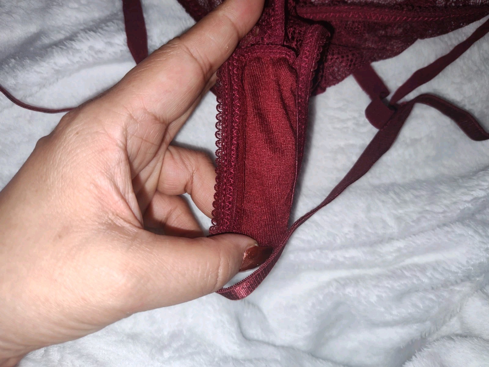 Wine Queen Size Sexy Caged Backless Panty