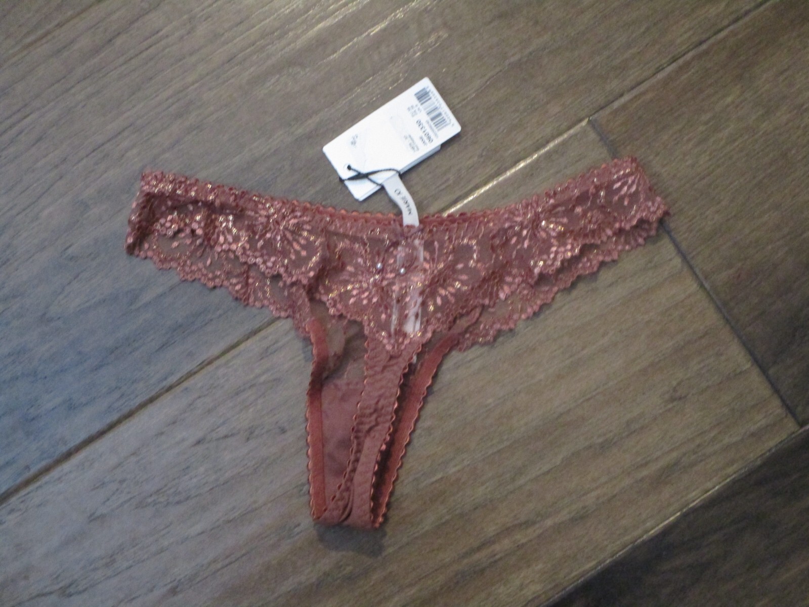 MARIE JO JANE FLORAL LACE THONG PANTIES IN RED COPPER SIZE SMALL NEW