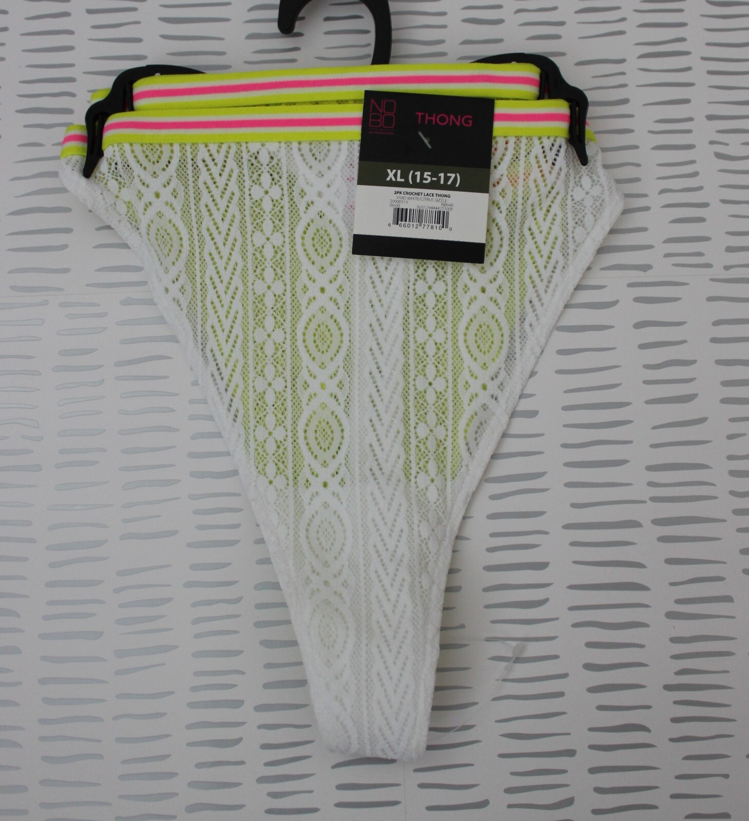No Boundaries Juniors Crochet Lace String Thong 2 Pk Multicolor Size XL NWT