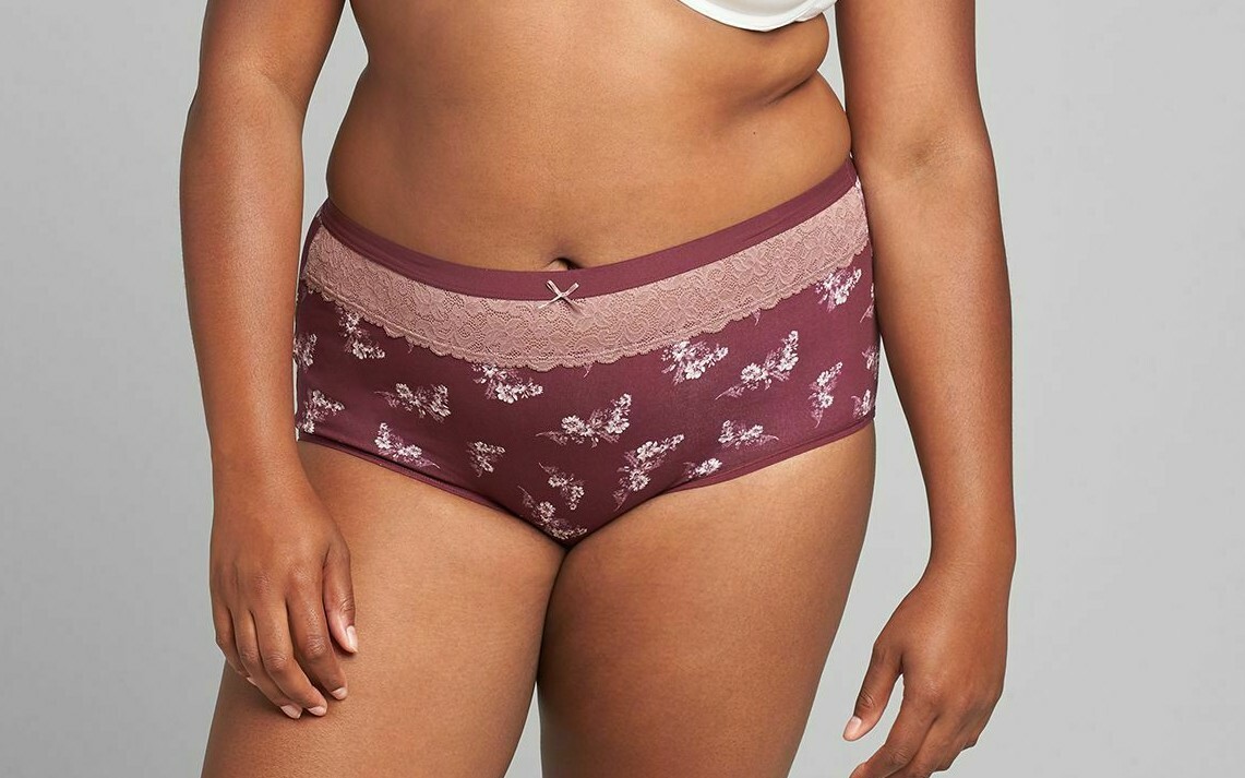 CACIQUE Cotton Lace Waist Boyshort Panties PLUS 26/28 Fall Floral Lane Bryant NW