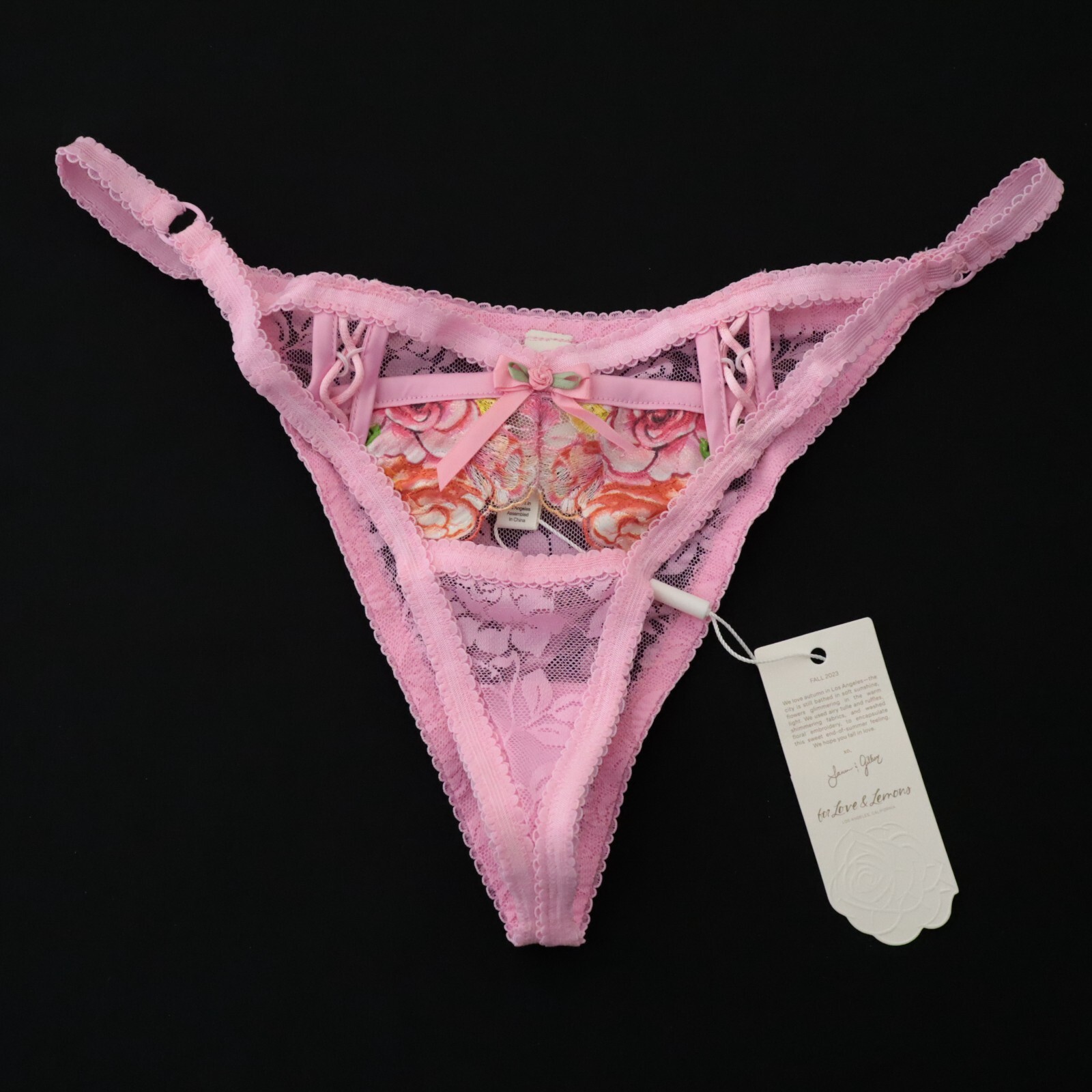 NEW For Love & Lemons VS Fall 2023 Lace String Bikini Brazilian Panty XS XSMALL