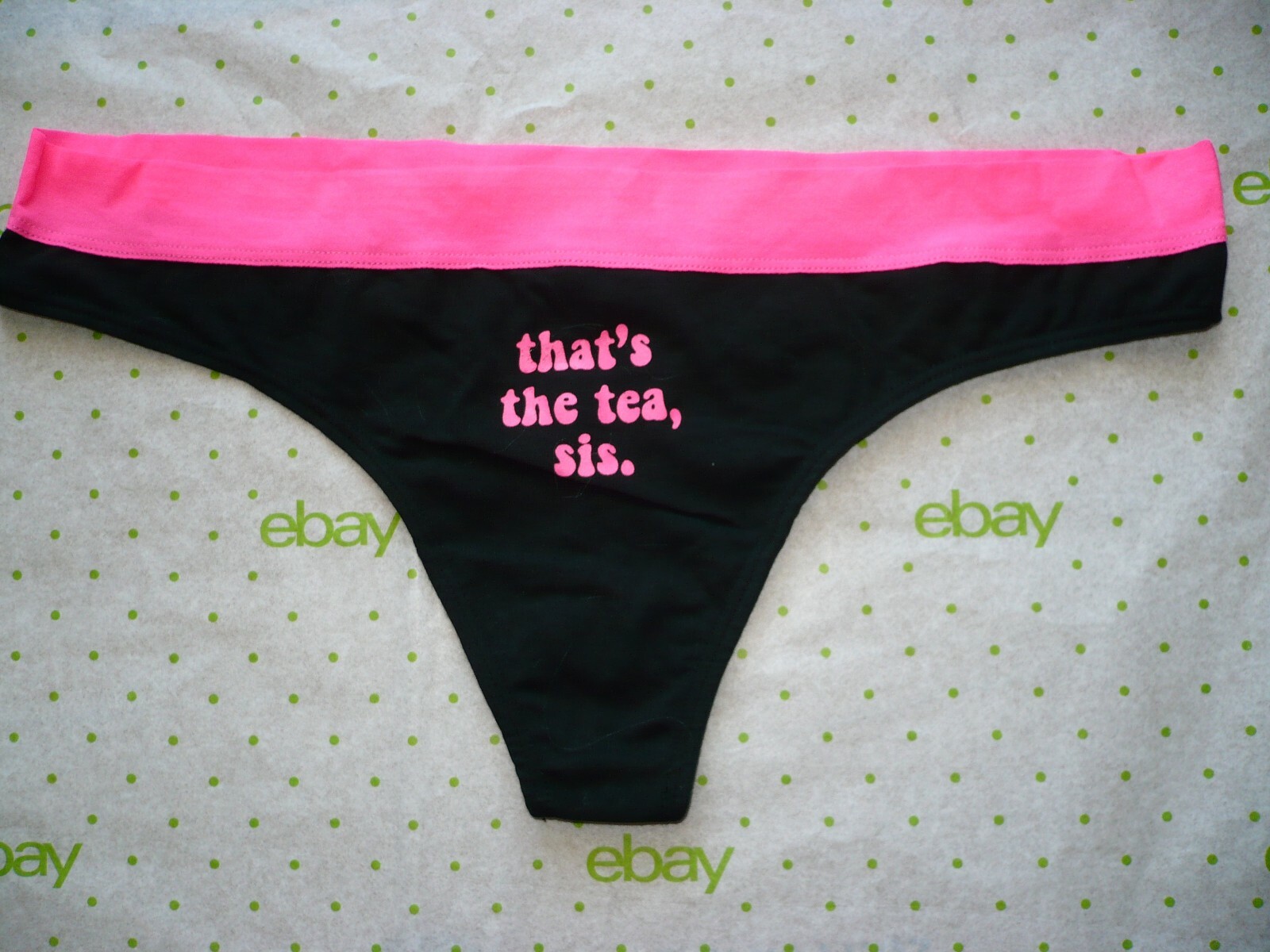 Rue 21 Women’s Thong Panties X-LARGE Black Pink That’s The Tea Sis