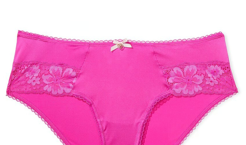 M Hot Fuchsia Pink Floral Lace Leg Trim Body by Victorias Secret Hiphugger Panty