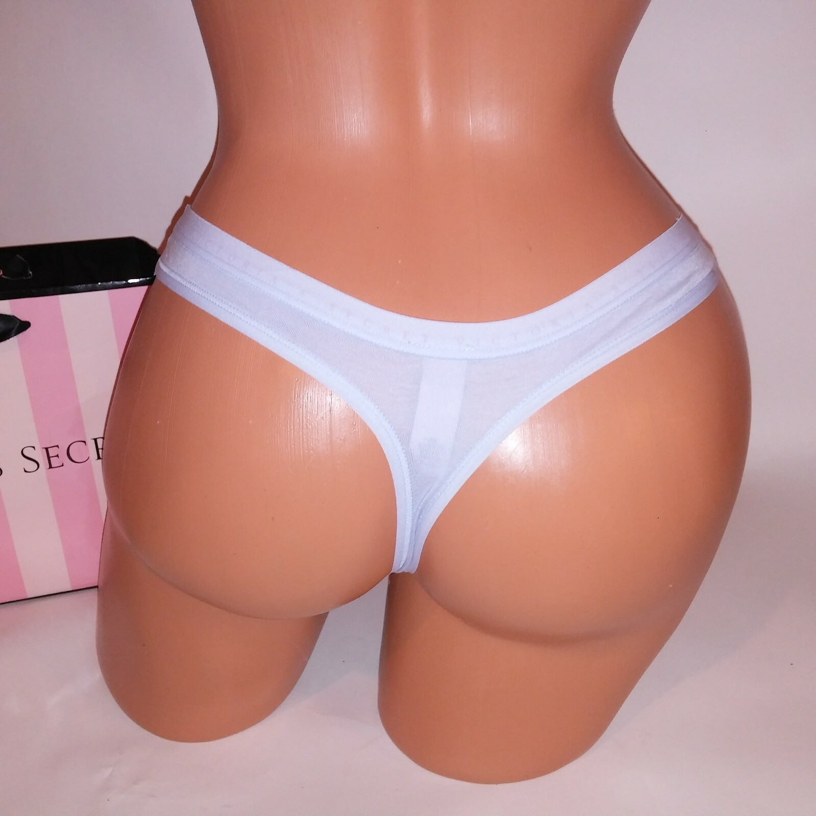 Victoria Secret Panty Thong Solid Purple Bunny Rabbit VS Logo Banded New