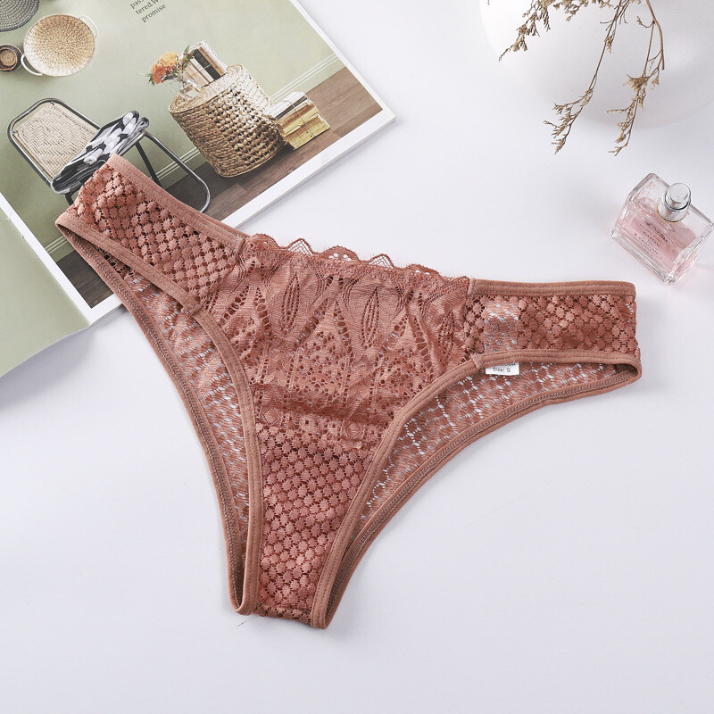 4 Packs Lot Womens Sexy See Through Panties Thong G string Lace Mesh Tanga Brief