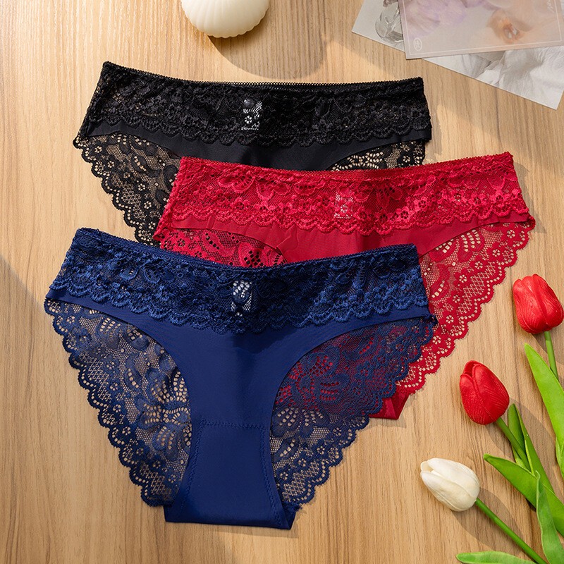 7PCS/LOT Sexy Lady Womens Low Waist Lace Panties Brief Bikini Underwear Lingerie