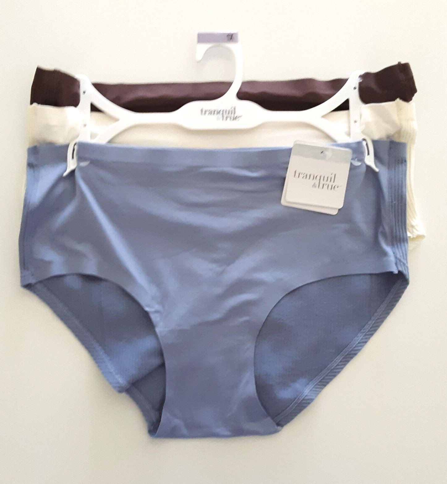 Tranquil & True Womens 1X Hipsters Ribbed Back Seamless Microfiber Solid 3 Pack
