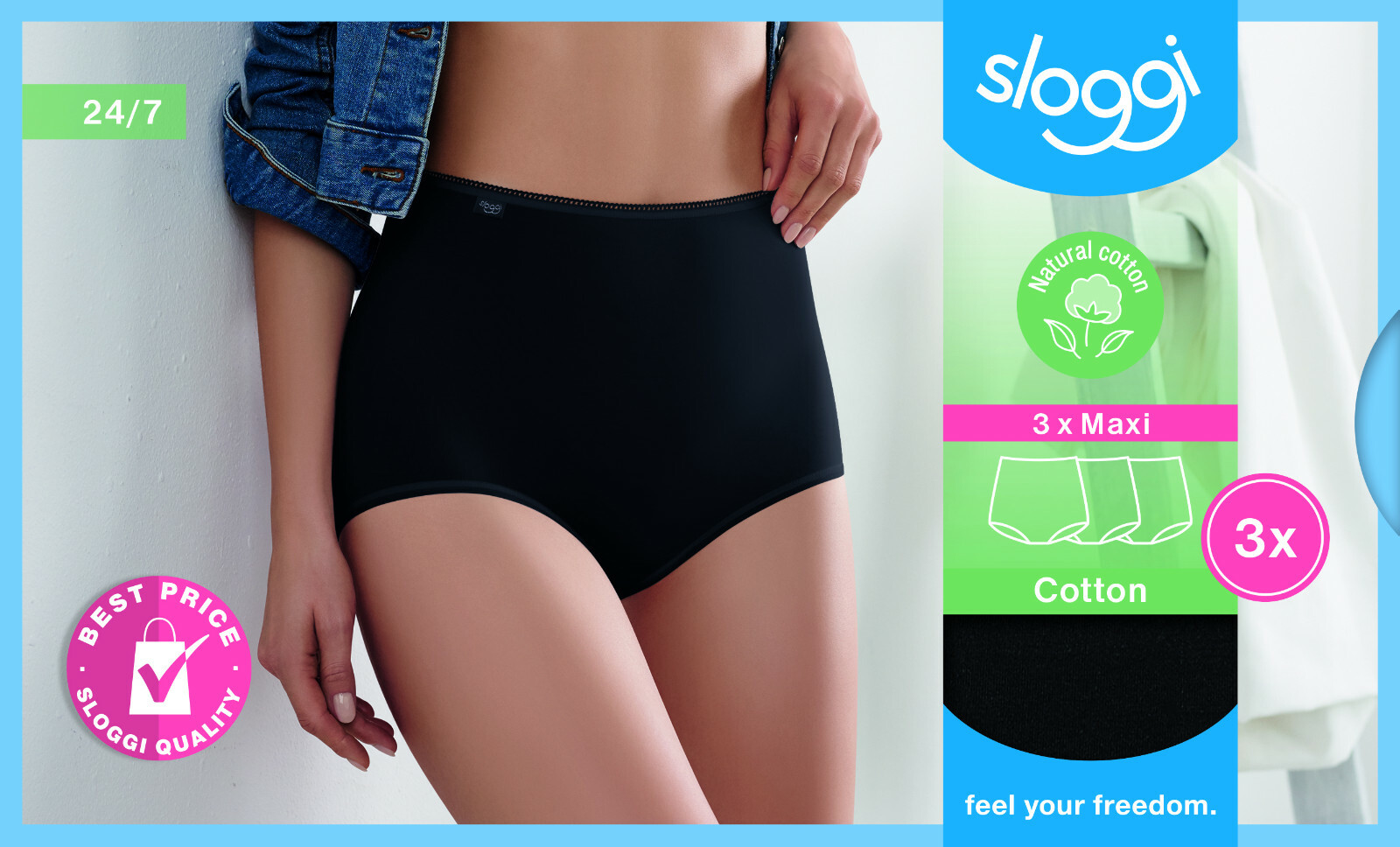 Sloggi 24/7 Cotton Maxi Briefs 10167190 Womens Knickers Multipack 3 Pack RRP £28