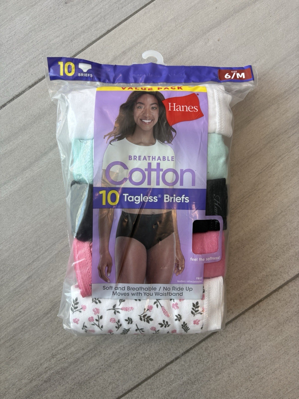 10 PACK Hanes Tagless Cotton Briefs Soft Breathable No Ride Ups Women’s Size 6/M