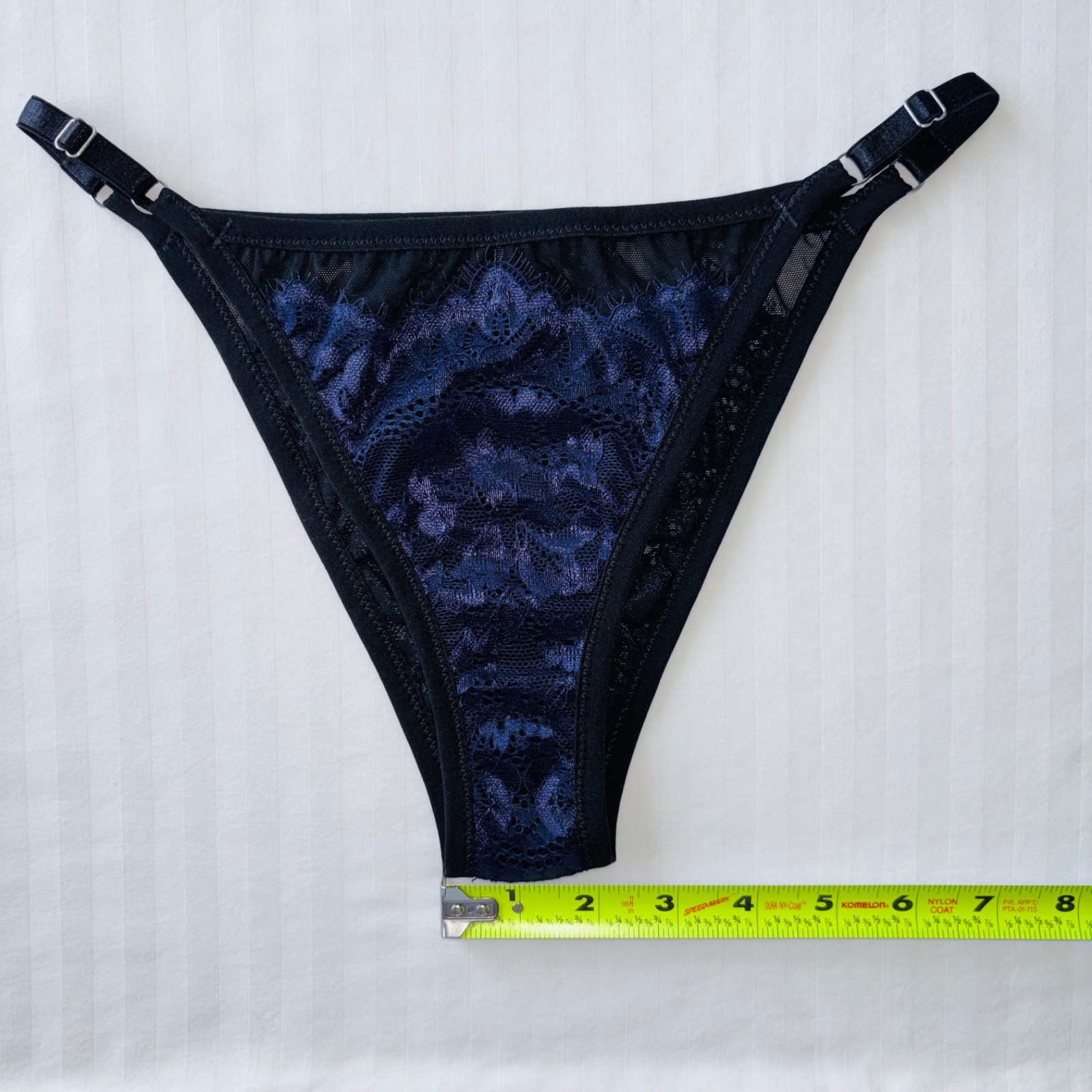 BLUE Lace UNDERWEAR Set SHEER Black SISSY Mesh Vintage LINGERIE Bikini BRIEF S M