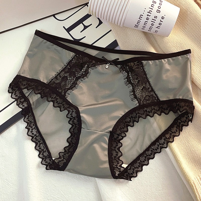 5 Pack Lot Sexy Womens Satin Panties Underwear Lace See Through Lingeries Brief