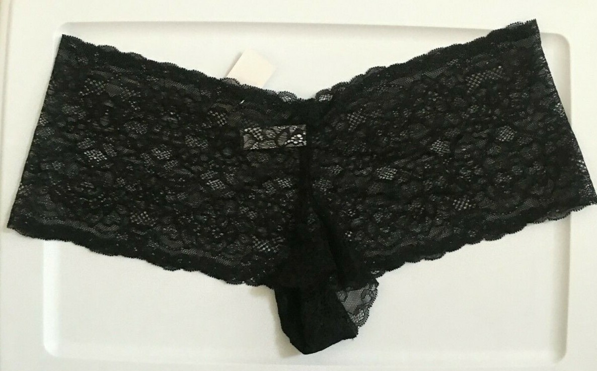 Black Floral Lace Boyshort Panties Womens Size 3X/10 Sexy Sheer Solid Soft NWT