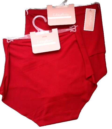 Ladies Set of 2 Deep Red No VLP Lightweight High Rise Knickers Size 14/16 (L)