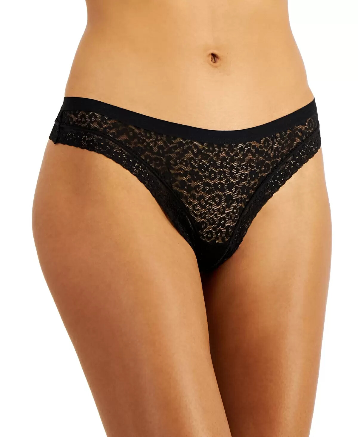 Jenni Intimates Women’s Leopard and Floral Pattern Lace Thong, Assorted Colors