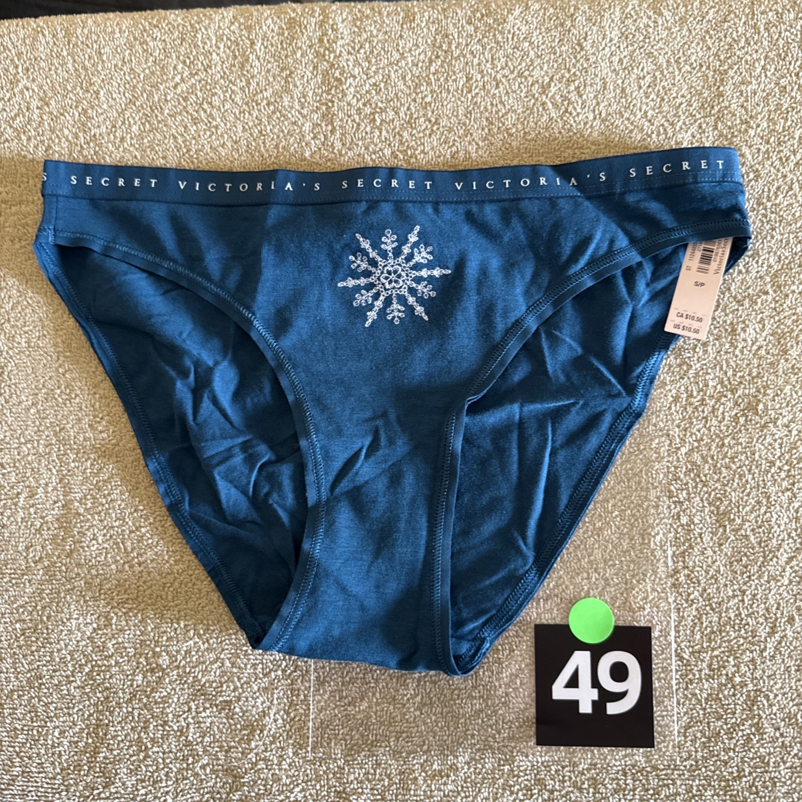 Victoria’s Secret Small, Teal Blue, Snowflake, Cotton Bikini Panties