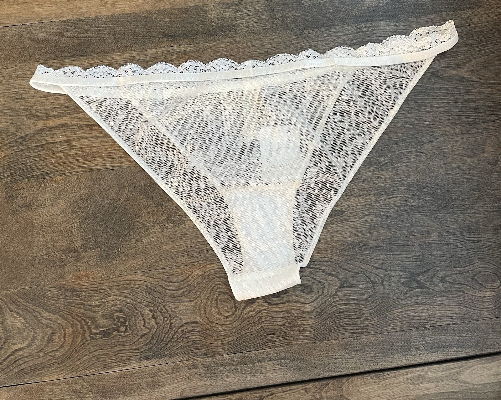 Free People Intimately White Ivory Mesh Dot Lace Bikini Panties Underwear Sz XL