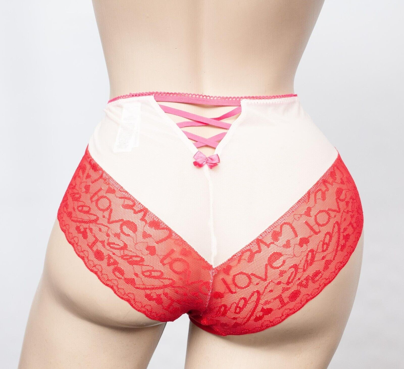 M&S RED LACE MIXED HIGH WAIST BRIEFS M – UK12 BRAZILIAN HIGH WAISTED RED LACE