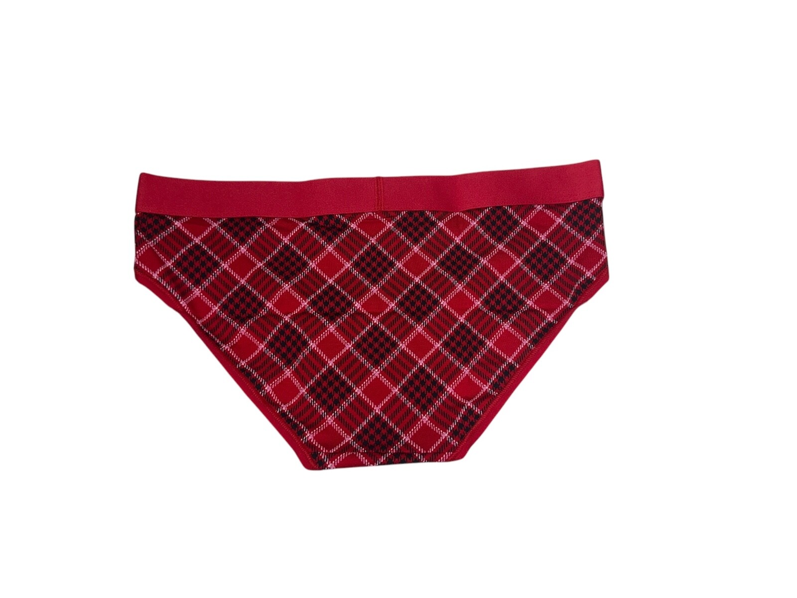 Victoria’s Secret Logo Cotton Shine Patch Hiphugger Panty Color Plaid Red NWT
