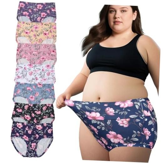 Womens Underwear Plus Size Panties XL-5XL Ladies Briefs Mid 5X-Large 7 Pack