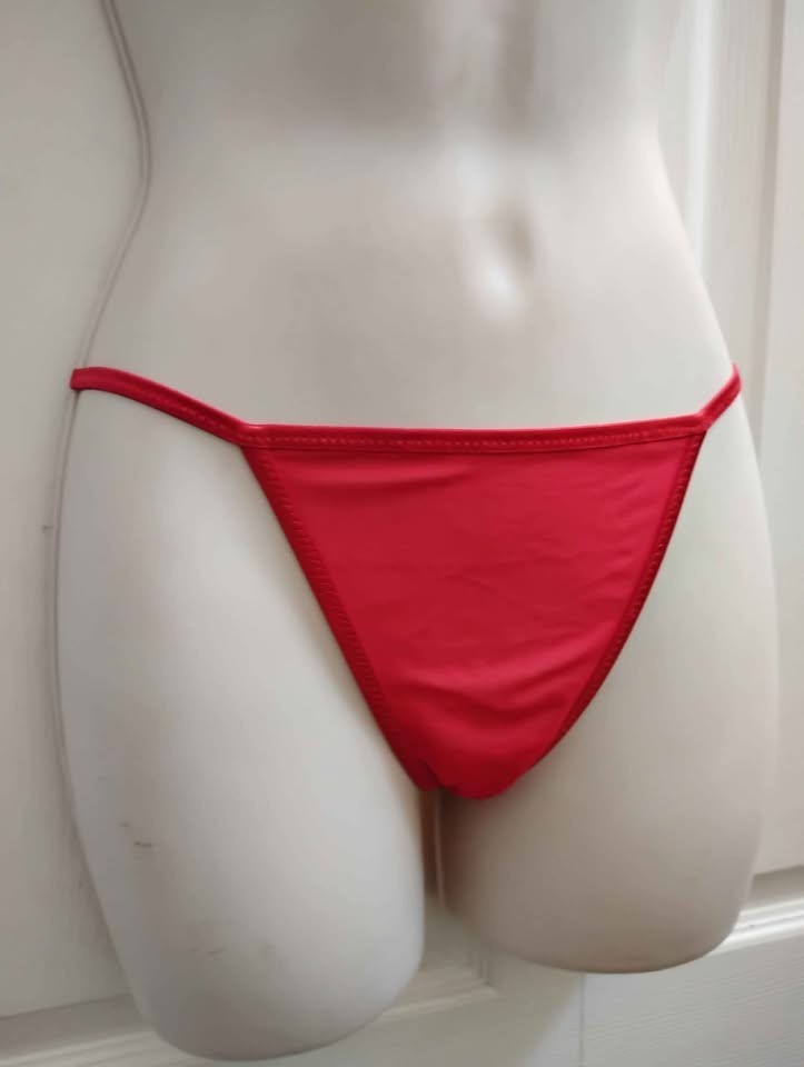 Women’s Large Red Lace String Thongs Panties Semi-Sheer Fabric